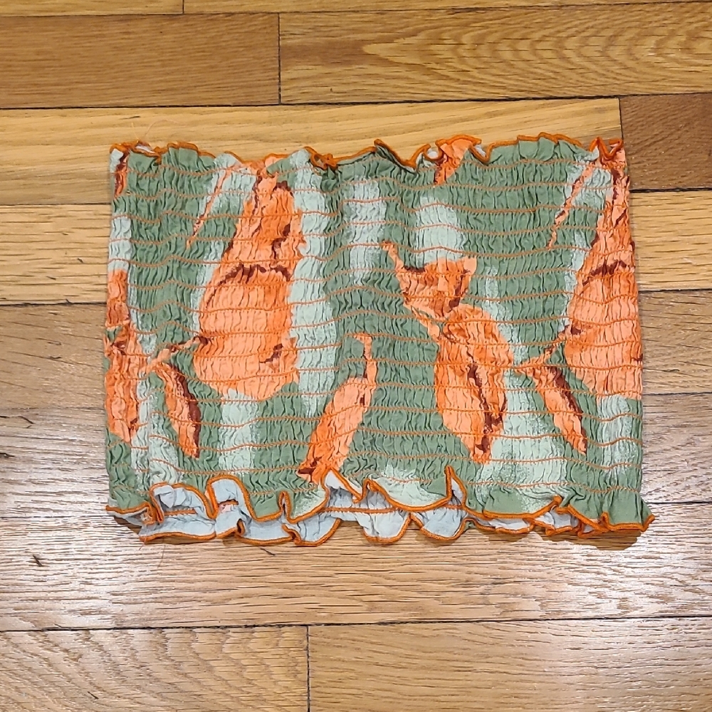 Orange and Green Floral Tube Top